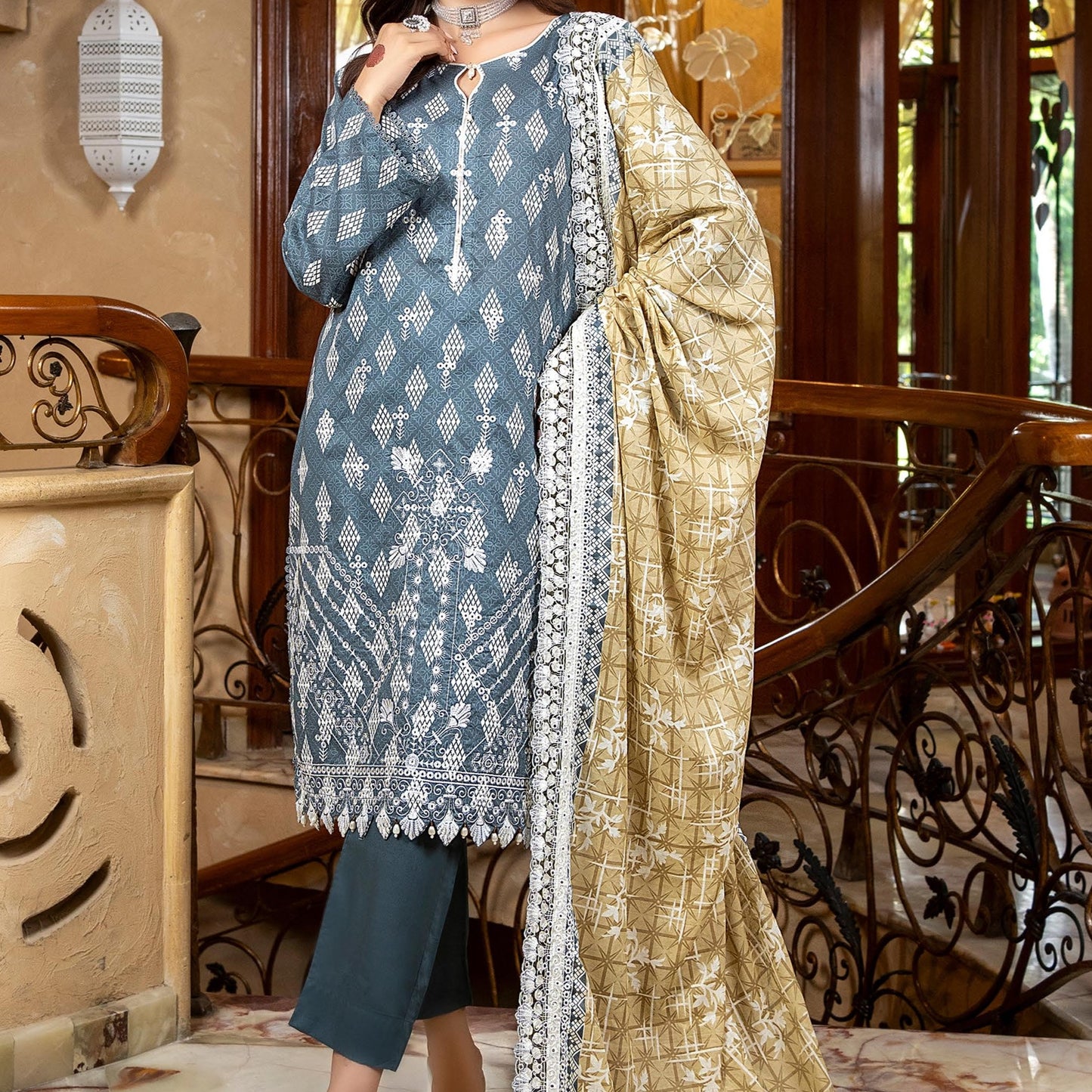 ZESH CUTWORK EMBROIDERED LAWN EDIT' 24 - LSWS012