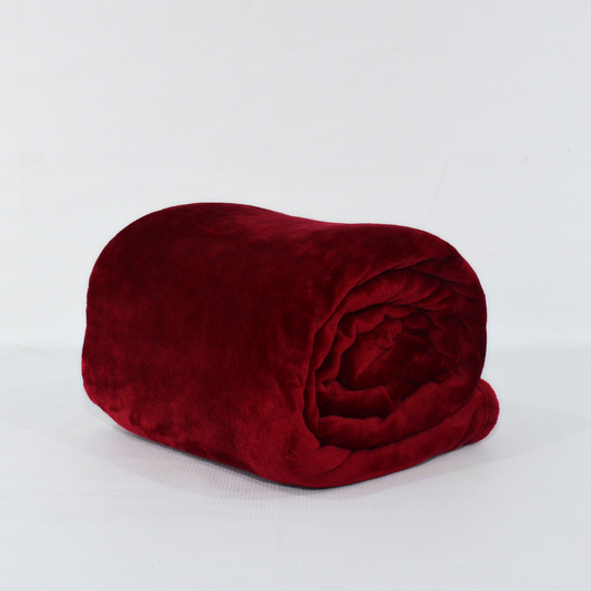 MAROON - Plain Throw Plush Blanket Solid Fleece Blanket - PFB056