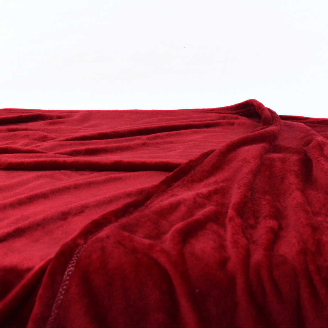 MAROON - Plain Throw Plush Blanket Solid Fleece Blanket - PFB056