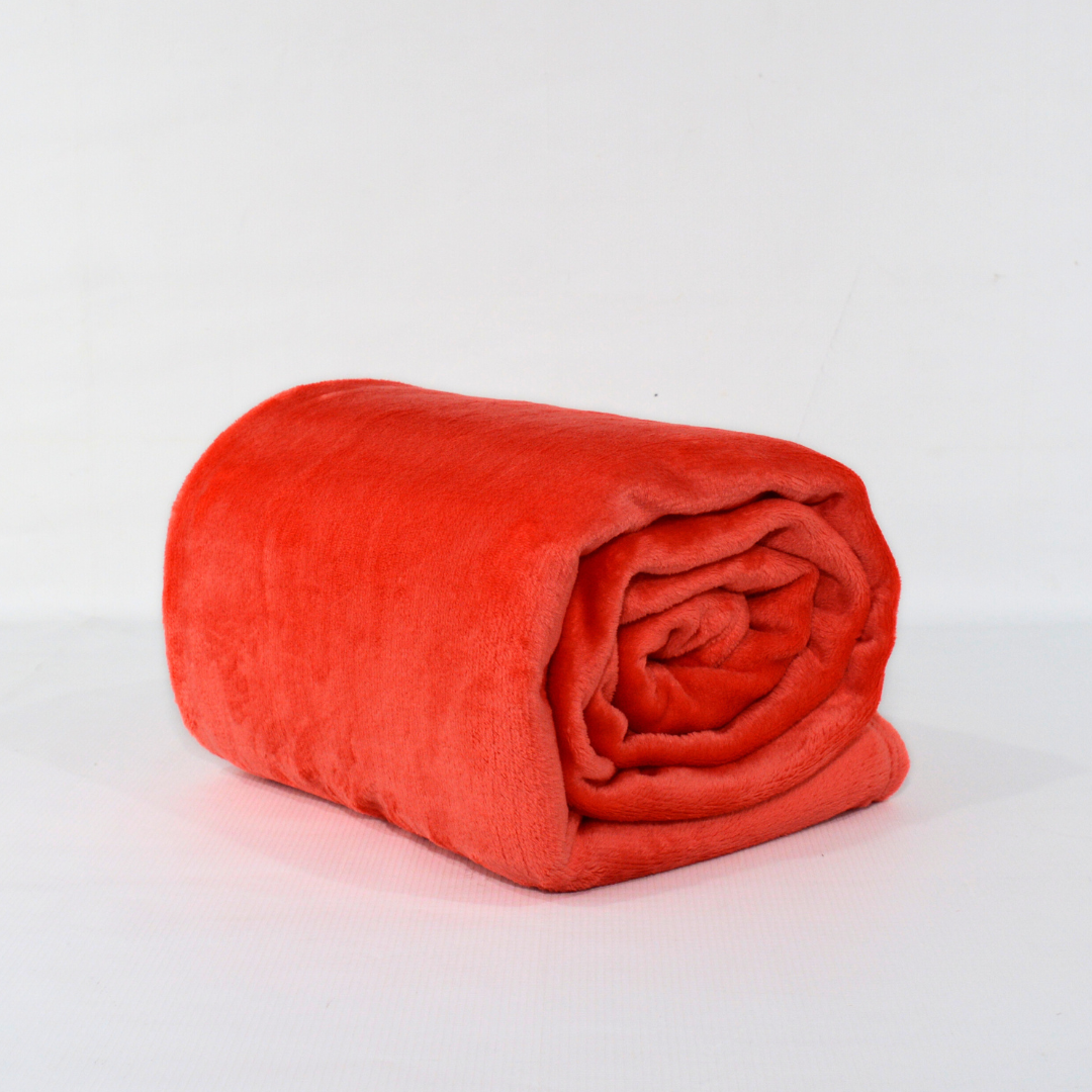 CORAL - Plain Throw Plush Blanket Solid Fleece Blanket - PFB051