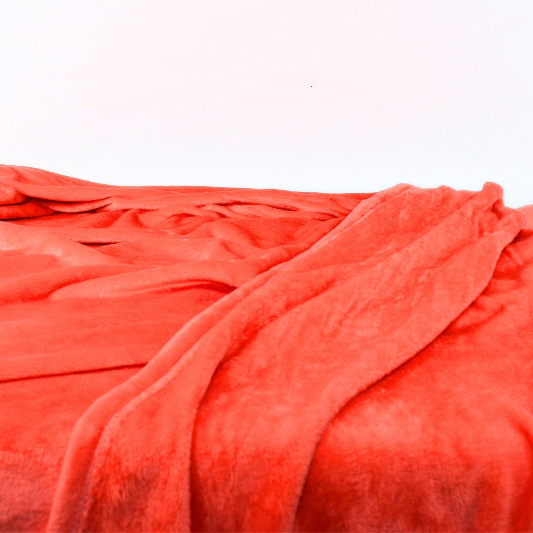 CORAL - Plain Throw Plush Blanket Solid Fleece Blanket - PFB051