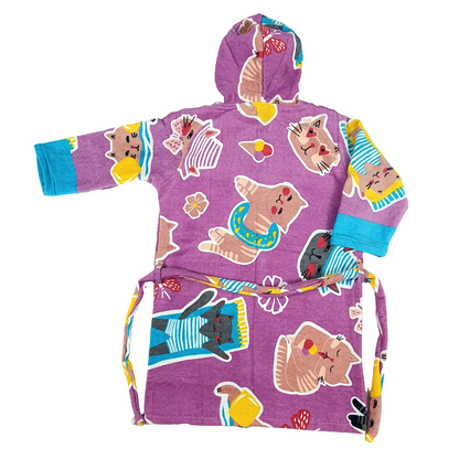 CATS-Exports Leftover 100% Cotton Kids Printed Bathrobe - KBR013