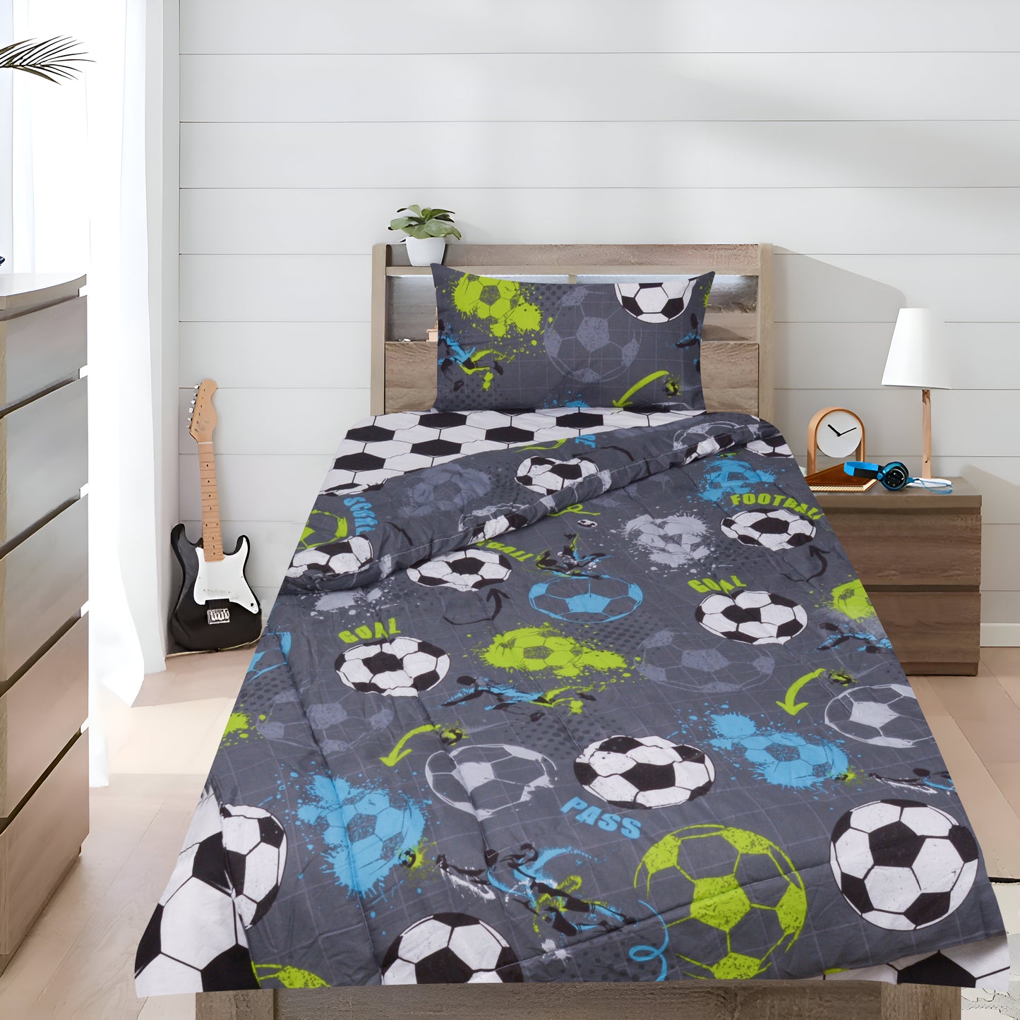 FOOTBALL - Exports Cotton Kids Printed Comforter Set 3 Piece - KCS063