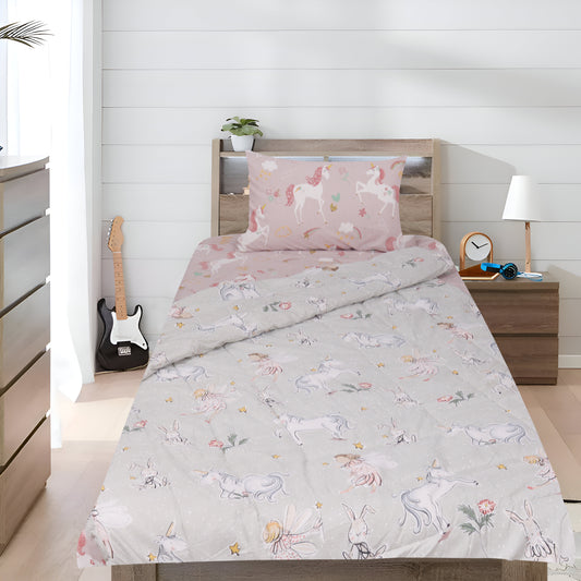 UNICORN - Exports Cotton Kids Printed Comforter Set 3 Piece - KCS064