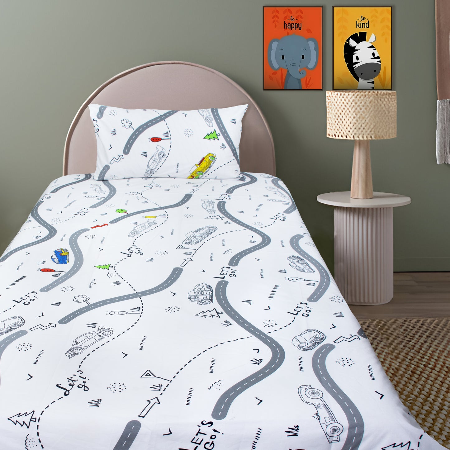 OFF ROAD - Kids Exports Cotton Percale Single Bedsheet - KCBS040