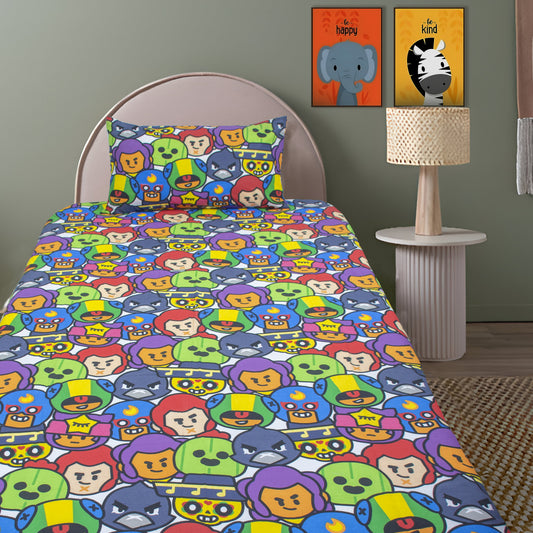 BOT FACE - Kids Exports Cotton Single Bedsheet - KCBS041