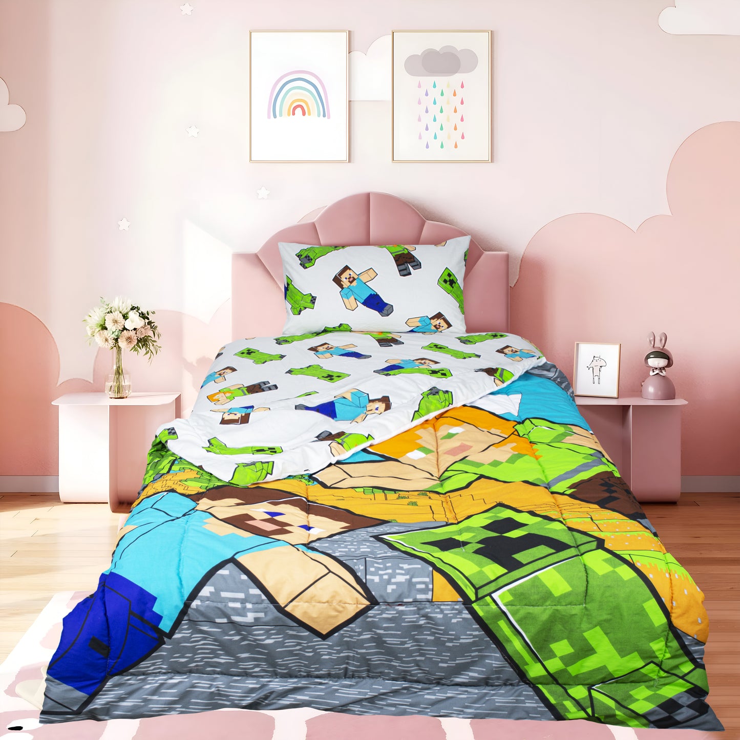 Minecraft - Exports Cotton Kids Printed Comforter Set 3 Piece - KCS057