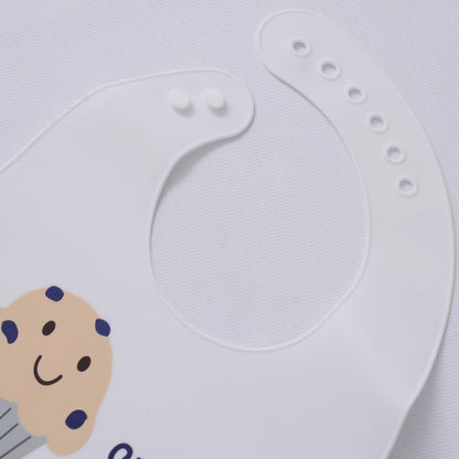 Hudson Baby Silicon Imported Baby Bib White Stud Muffin - NB051