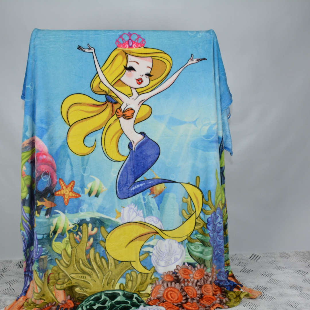 MERMAID - Kids Printed Fleece Blanket 60x90 - KFB009