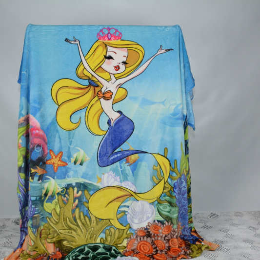 MERMAID - Kids Printed Fleece Blanket 60x90 - KFB009