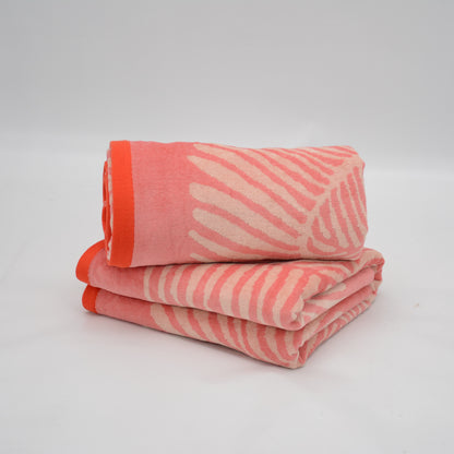 LEAFY RED - Yarn Dyed Bath Sheet 100% Cotton - BT027