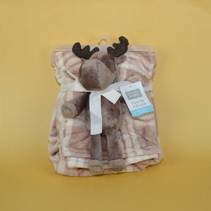 Hudson Baby - Plush Blanket with Plush Toy Set Modern Moose - NB0123