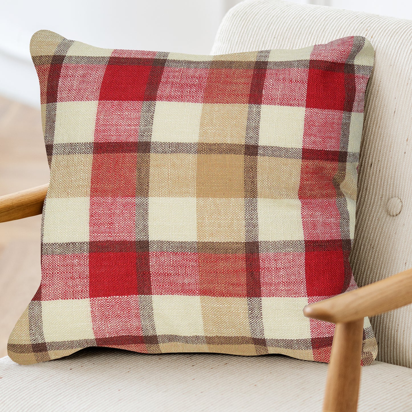 Jute Checkered Print Luxury Cushion - FC099